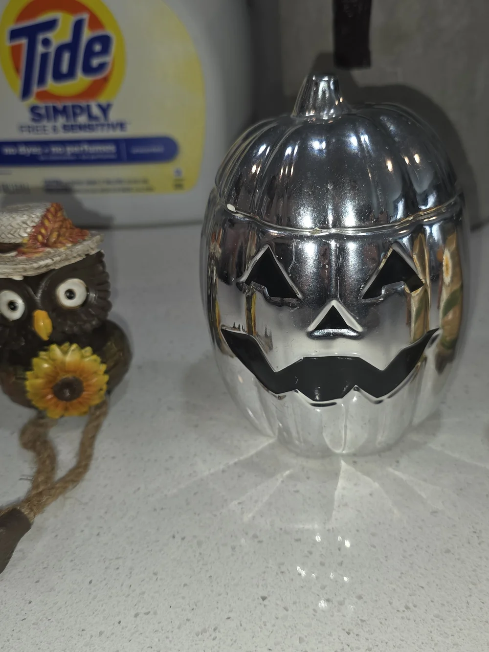 Resin/ceramic decorative figurine set, Fall/Halloween themed bird and owl collec